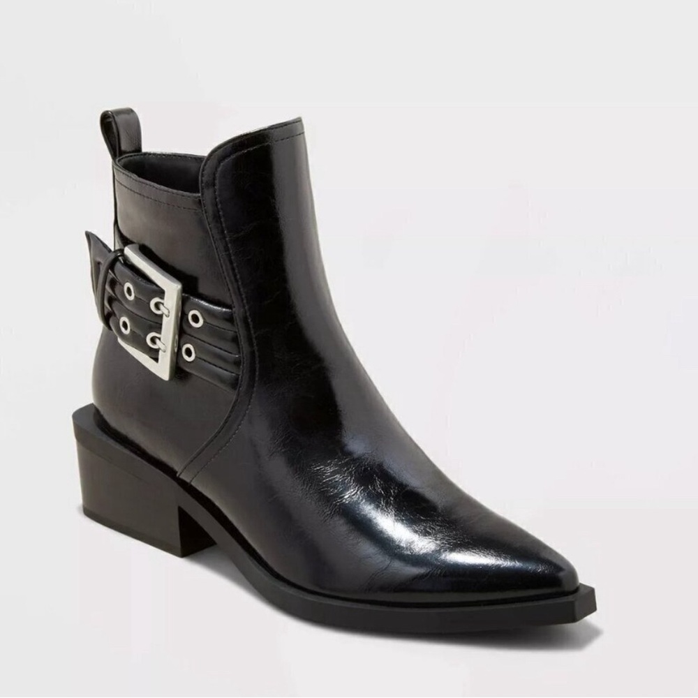 Wild Fable Women Giovanna Buckle Western Ankle Boots wit Memory Foam Ins Black 9